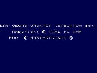 Vegas Jackpot title screen for ZX Spectrum